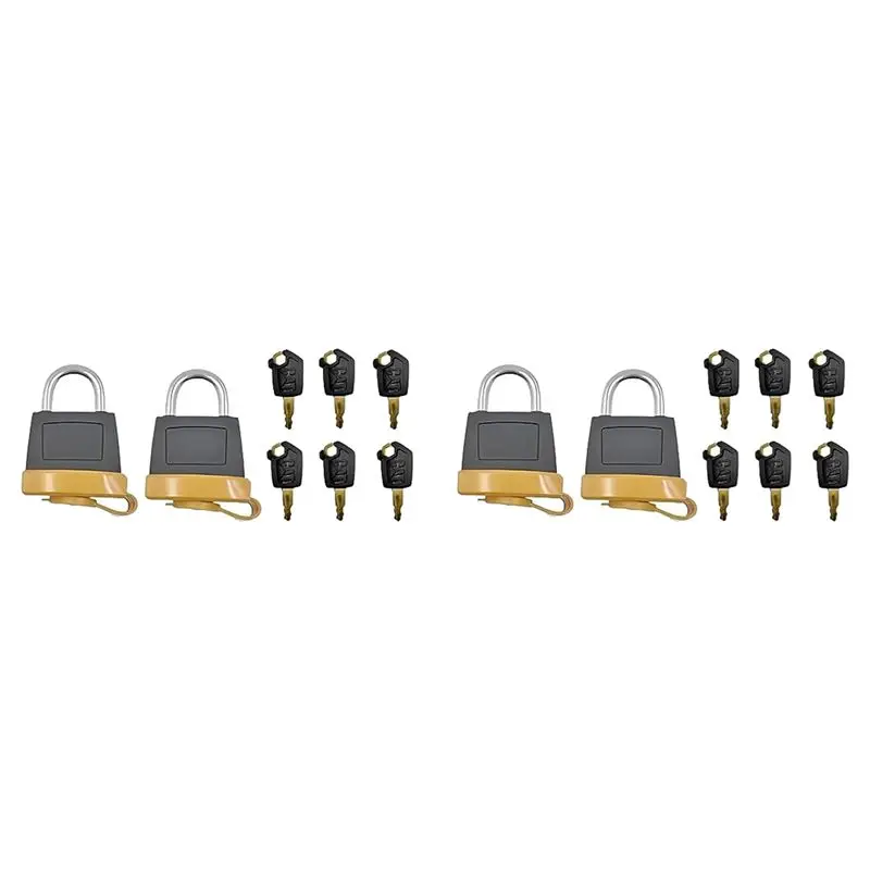 Powerful 4Set 246-2641 Padlock With 12Pcs 5P8500 Iginition Keys For Caterpillar Cat 20103300 2849039 7X7700 1428828