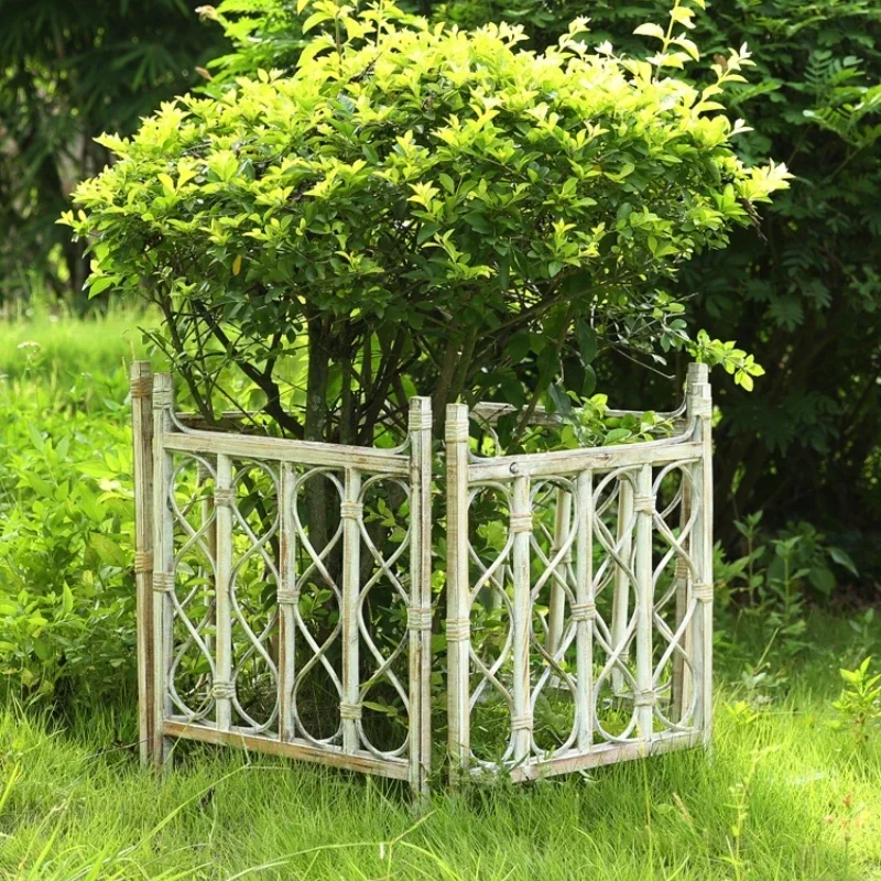 American Style Courtyard Trellis for Climbing, Solid Wood Anti Corrosion Guard Bar Partition Safety Fence, Plug in Garden Border