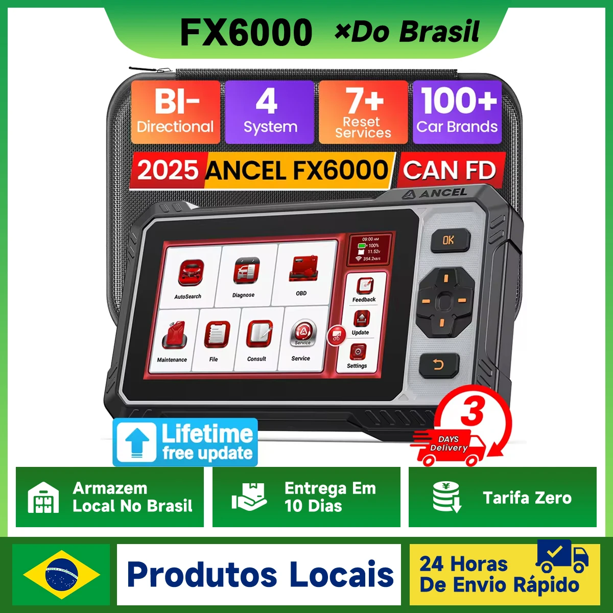 

ANCEL FX6000 Bidirectional Control OBD2 Scanner 10+ Active Test 7 Reset Services 4 Systems Diagnostic Tools OBD2 Scanner