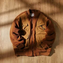 Thickened Fleece Cotton Padded Jacket Loose Warm Work Clothes Casual Hooded Jacket Outdoor Trekking Riding Camping Running Sport