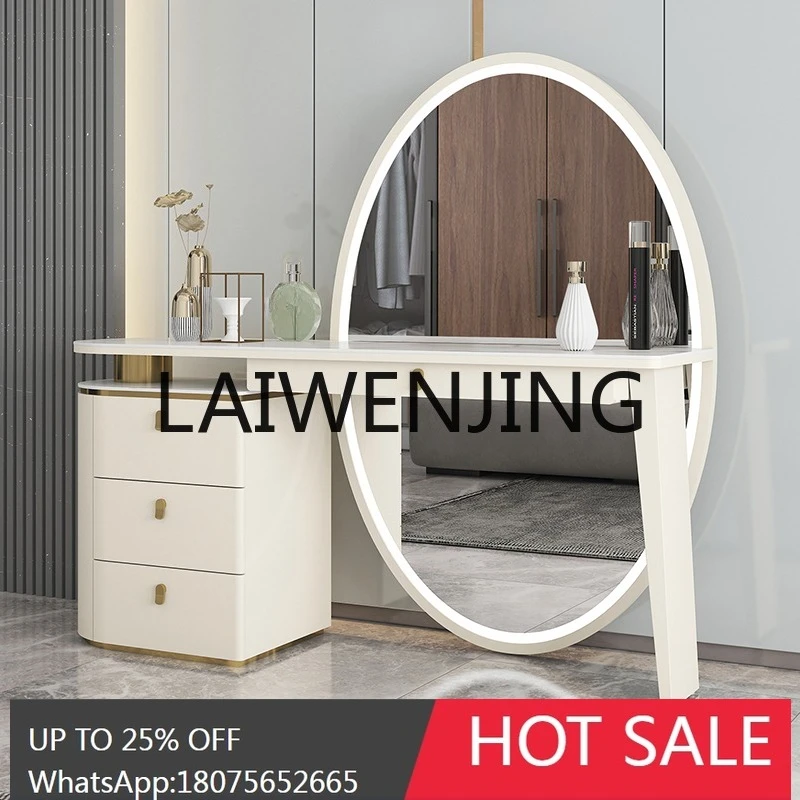 Light Luxury Solid Wood Dresser Ins Style Bedroom Full-Length Mirror Advanced Dressing Table Storage Cabinet Integrated