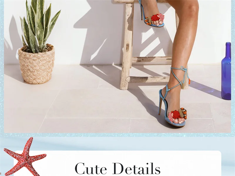 Onlymaker Women Open Round Toe Woven Embellished Ankle Strap Sandals Thin Heel Big Size Sandals
