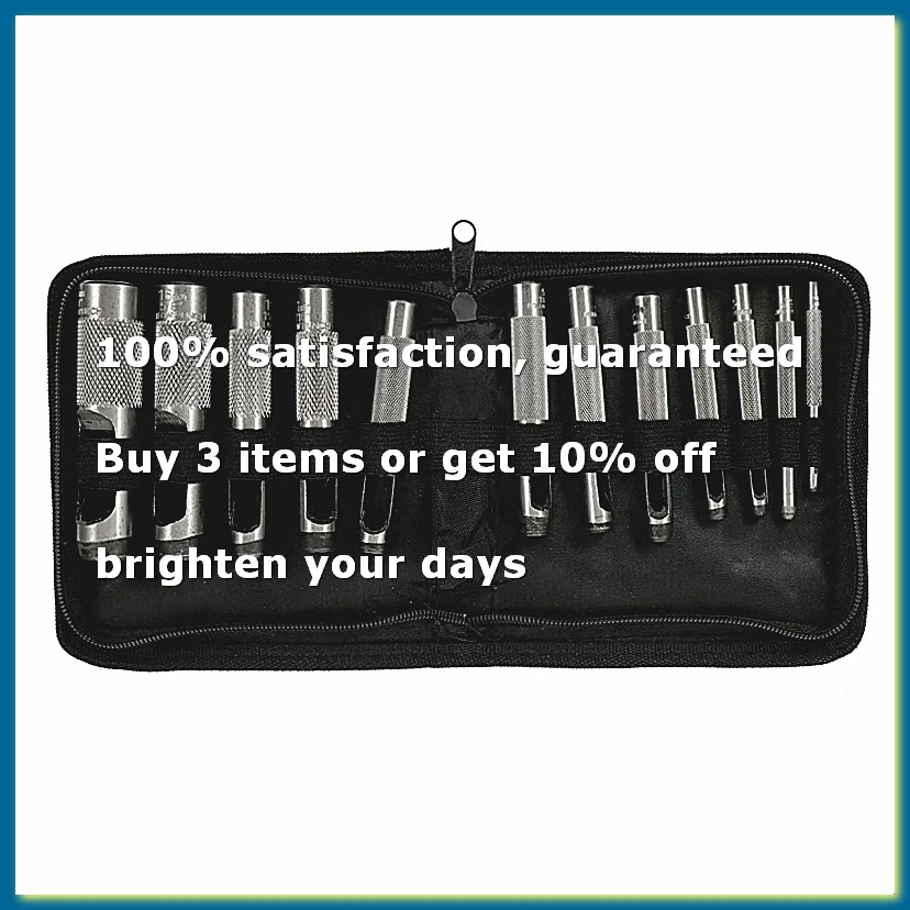 ●12 PCS Steel Hollow Leather Punch Set 1/8-3/48 Inch(3-19mm) Heavy Duty Round Hole Punch Set for Watch Cloth Belt Gaskets