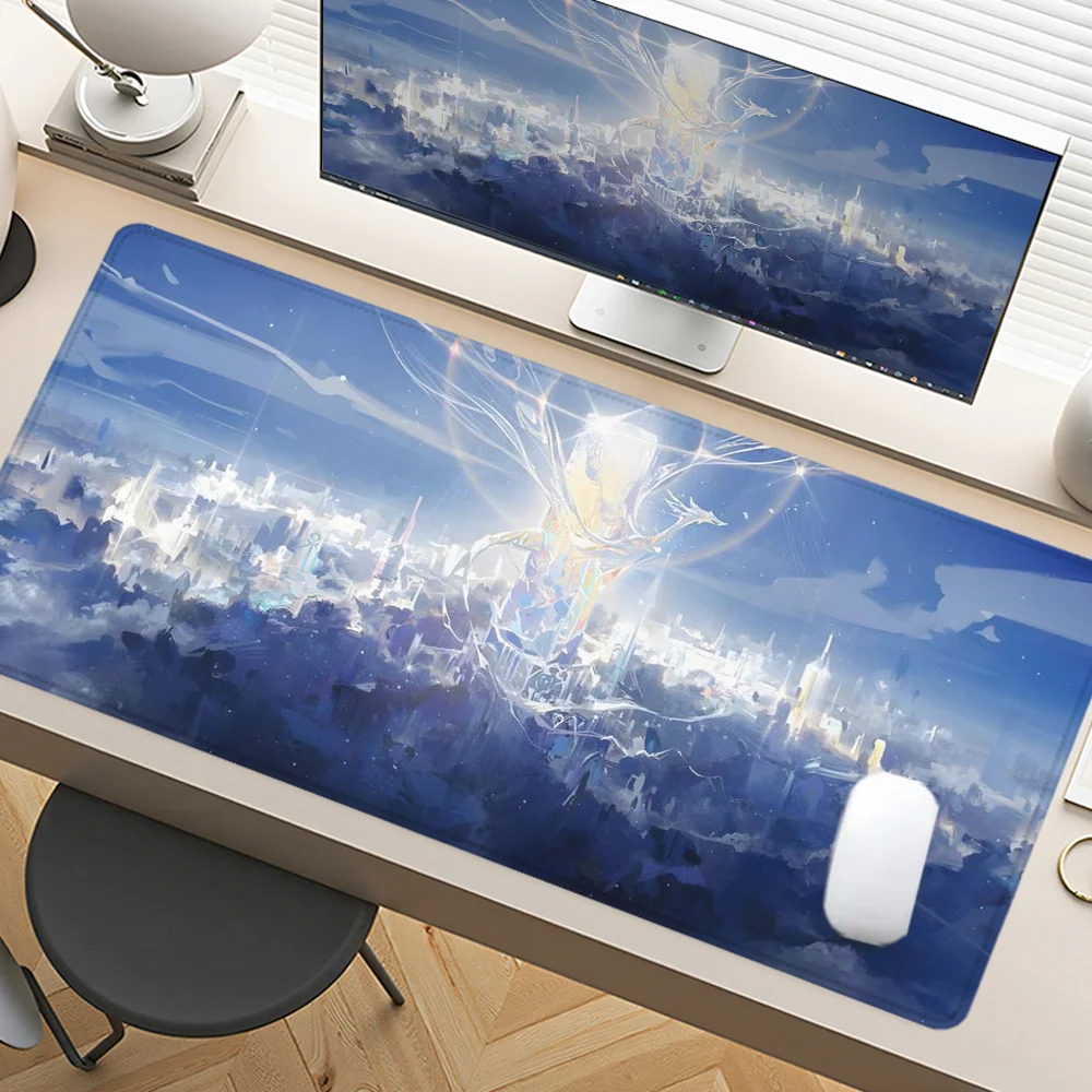 

City in the Sky Mouse Pad Large Desk Accessories Desk Pad Rubber Base with Stitched Edge Mousepad Non-Slip Mousepad for Office