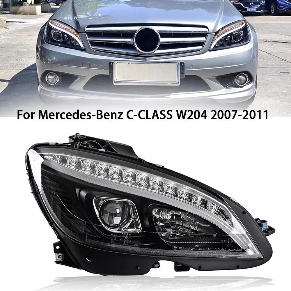 For Benz C-Class W204 2007-2011 Car Accessories Headlight Assembly LED Lights Lamp DRL Signal Plug And Play Daytime Running