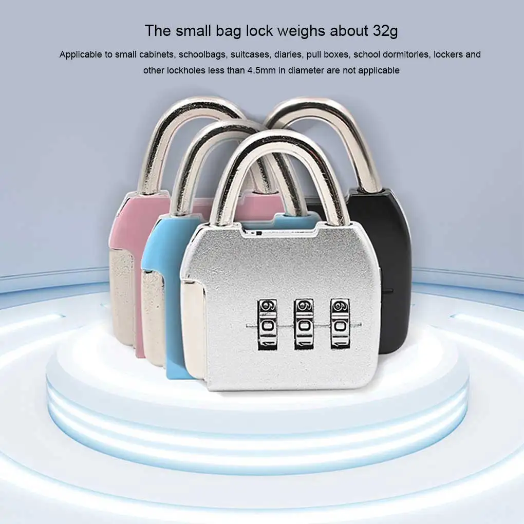 Password Suitcase Lock Digital Zinc Alloy Combination Code Backpack Padlock Pocket Travel Safety Protection Sky Blue