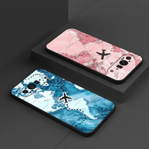 Soft Shell Case for Google Pixel 6a 8a 9a 7a 10 9 Pro XL 6 7 8 Pro Airplane Map 