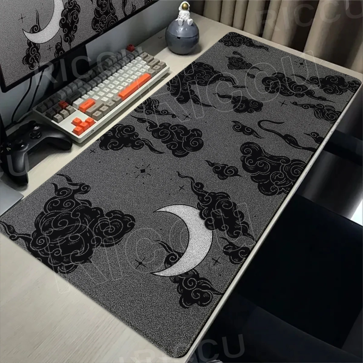 Star Moon Mouse Pad Dark Aesthetics Desk Pad Cloud Pattern Minimalist Game Equipment Accessories Deskmat Gothic Style Mousepad