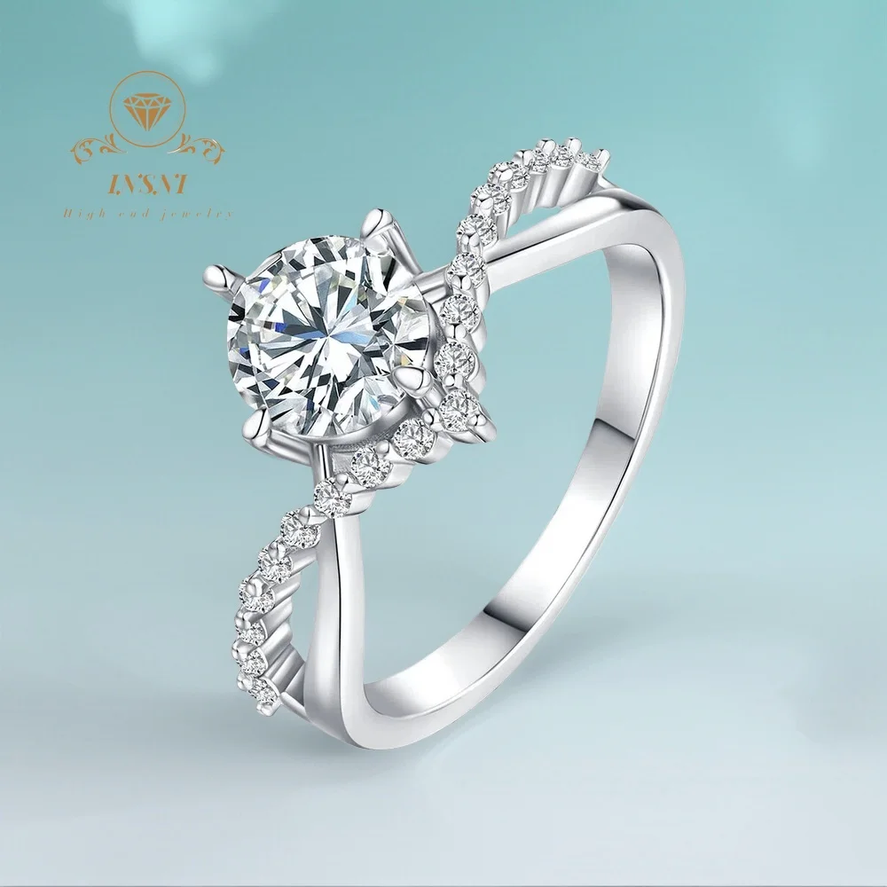 

1 Ct S925 Silver Asymmetrical Moissanite Ring Women's Gra Certified Dazzling Hand-Inlaid Statement Jewelry Gift Non-allergic