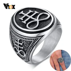 Vnox Sigil of Lucifer Devil Seal of Satan Stamp Ring for Men Casting Stainless Steel Punk Signet Ring Band