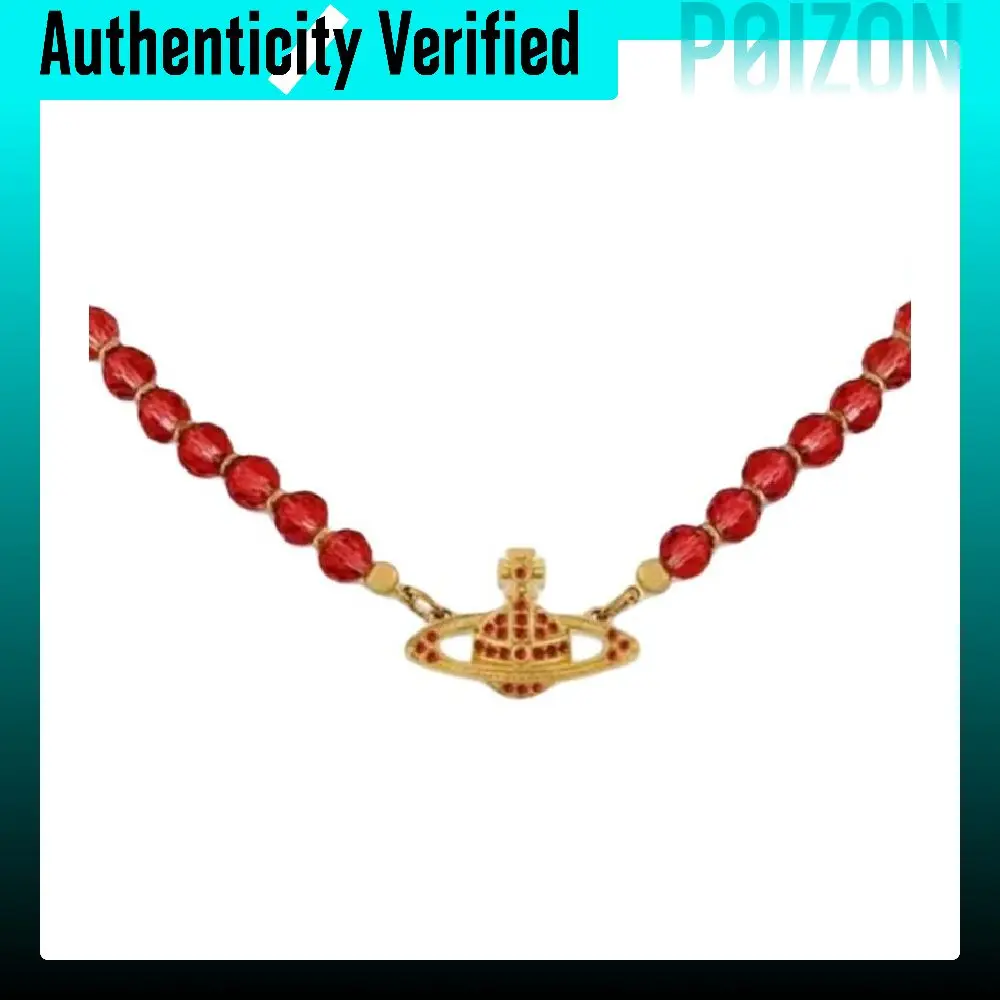 Vivienne Westwood Agate, Alloy, Artificial Gemstone, Semi Precious Stone Necklaces Unisex Red 6303002F02R822