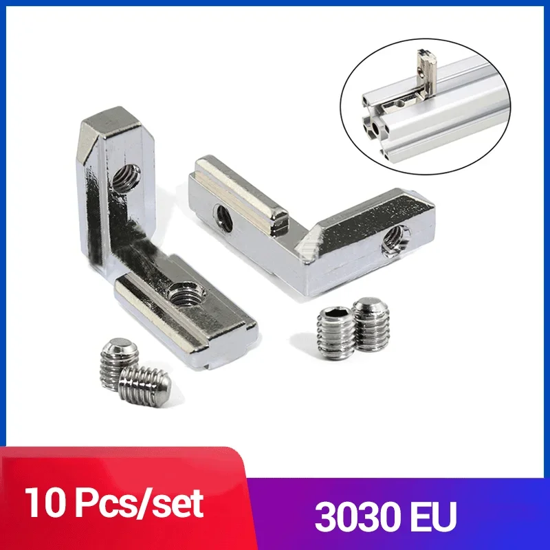 10 Pcs Aluminum  EU 3030 T Slot L-Shape Profile Interior Corner Connector Joint Bracket with screw 90 Degree Interior Corner