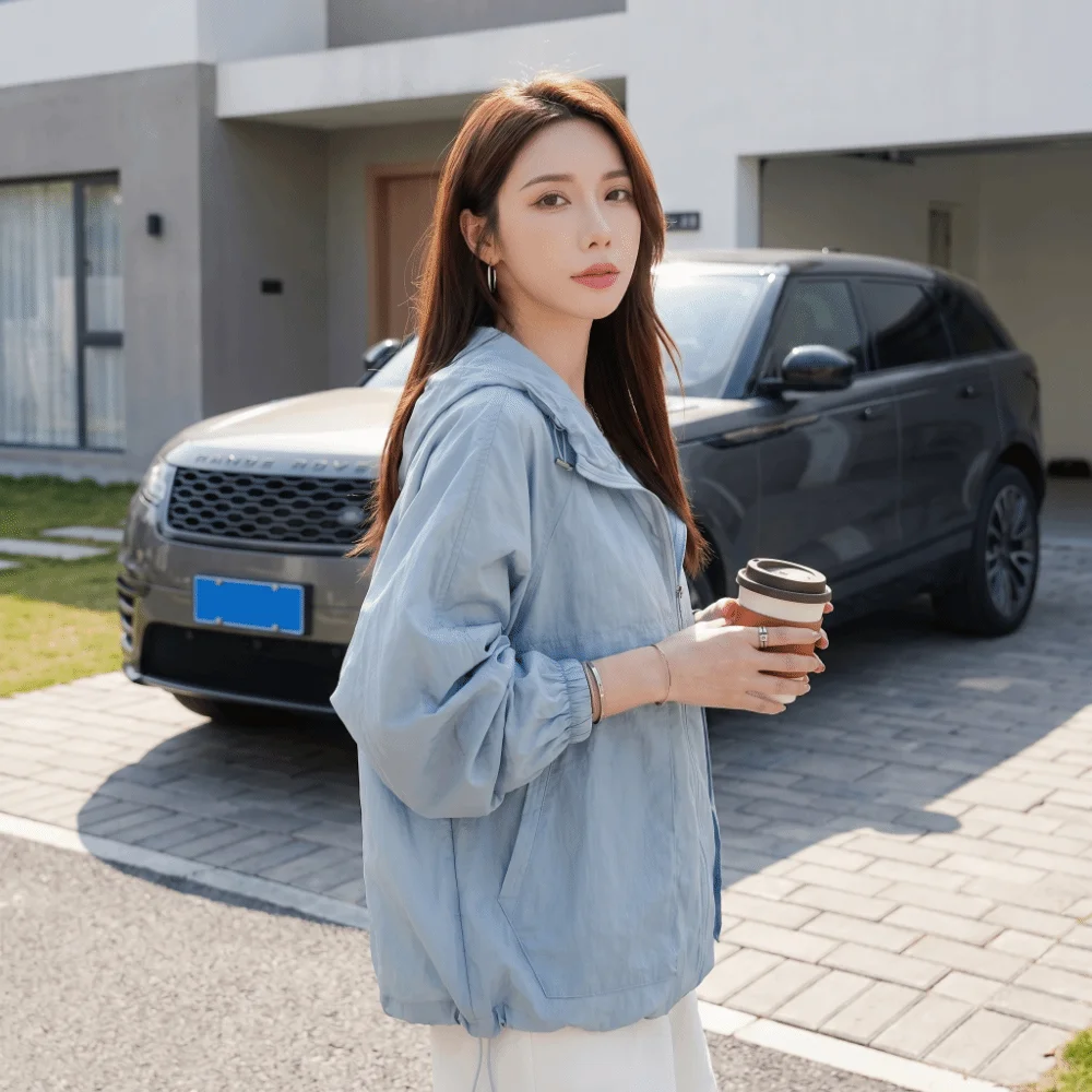 Anti UV Sun Protection Jacket Long Sleeve with Zipper Sun-Protective Tops Sweatshirt Solid Color Summer Sunscreen Coat Running