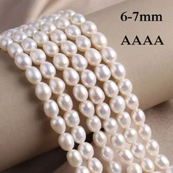 AAAA 6-7mm Natural Freshwater Pearl Rice Shape Loose Spacer Beads for Jewelry Making Supplies DIY Necklace Bracelet Accessories
