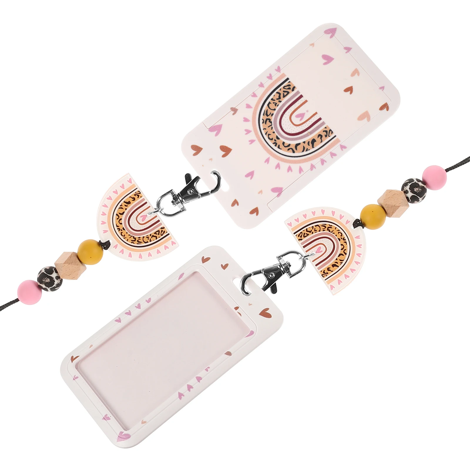 

Badge Scroll Holder Lanyard Protective Cover Rainbow 3 Vertical ID Nurse Student Meal Bank Bus Cards Zinc Alloy