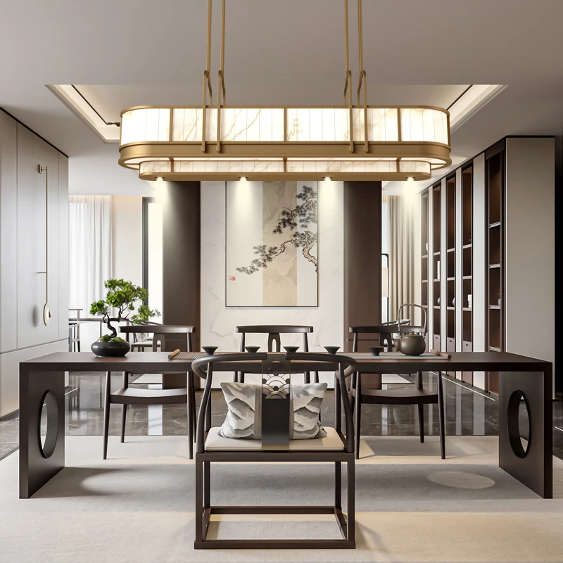 

Marble one-word strip light luxury post-modern restaurant chandelier duplex building designer sample room box hotel lamp