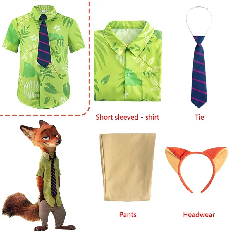 Nick Wilde Cosplay Costumes Zootopia Cosplay Summer Shirt Tie Nick Suits Halloween Carnival Cos Adult Unisex - view 5