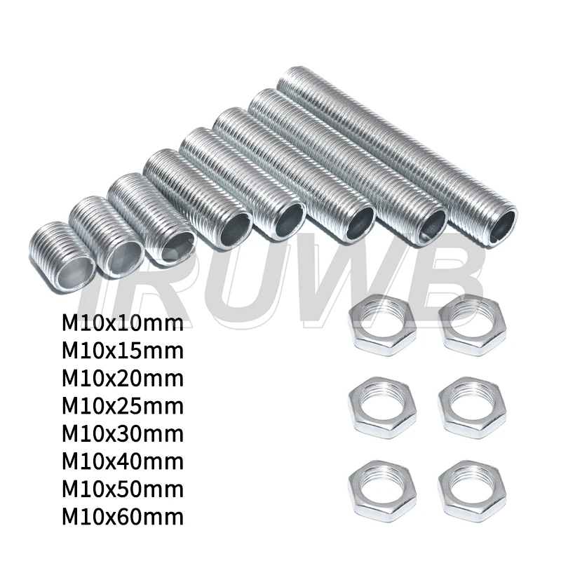 10pcs M10 Hollow Tooth Tube Internal Thread Hollow Screw Nut Lamp Cap Chandelier Connect Rod Fixed Base Lighting Accessories