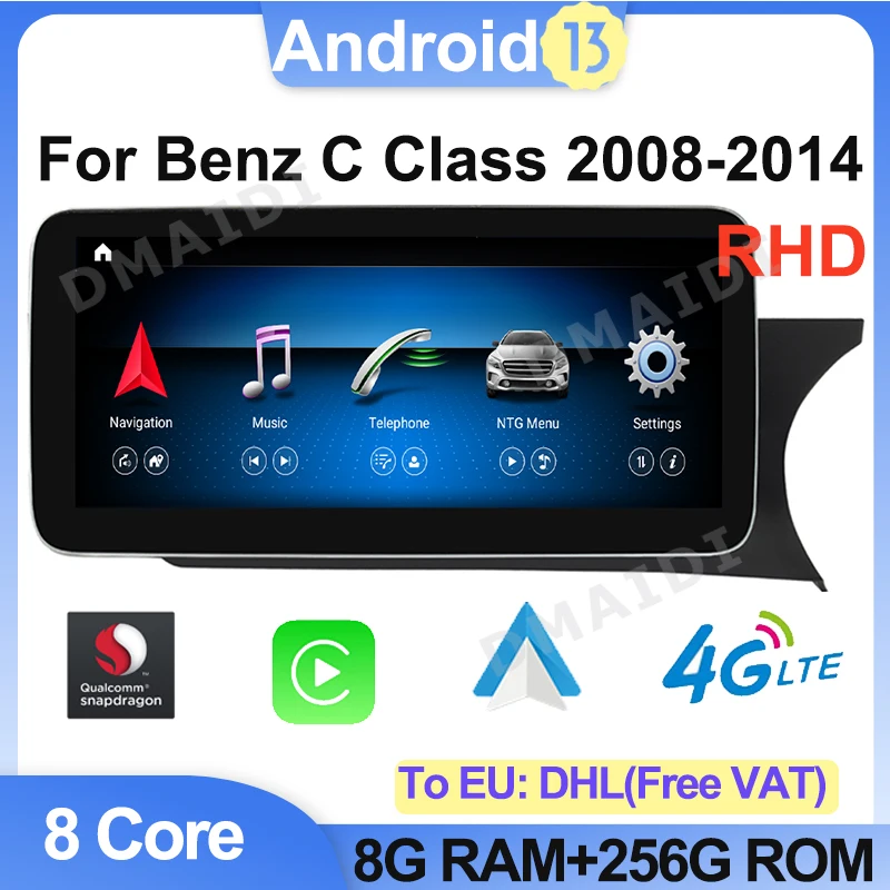 

Qualcomm Android 13 GPS Navigation Car Multimedia Video Player For Benz C / V Class W204 W205 GLC X253 RHD Bluetooth Screen