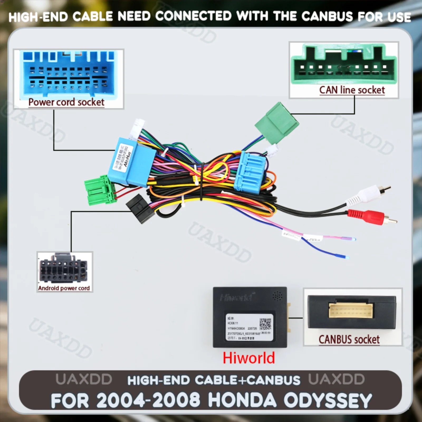 Cable Canbus UAXDD 2 Din Car Line Current Wire Electric FOR Honda 2004-2008 2015-2018 Odyssey 2008-2013 Accord 2012-2015 Elysion