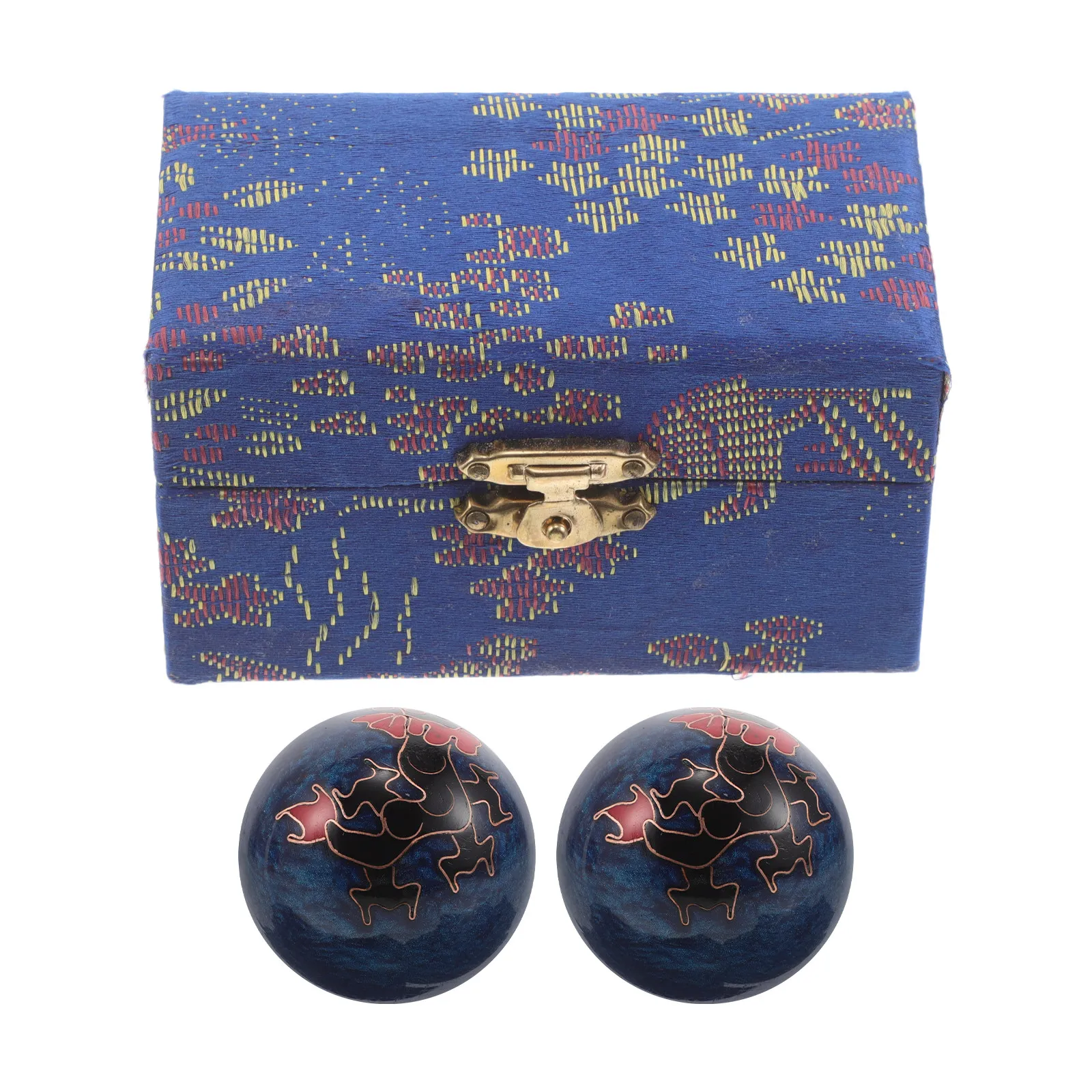 2Pcs Massage Balls Enamel Dragon Pattern Blue Chinese Exercise Balls Hand Therapy Strength Tools Office Stress Relief Baoding