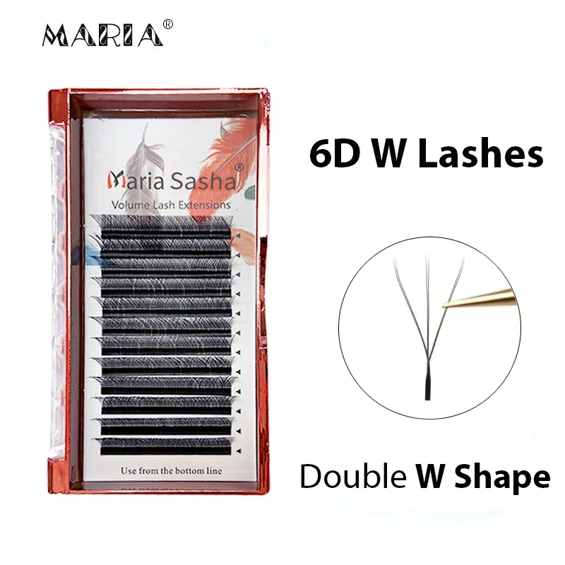 MARIA Dubbele 3D W Wimperextensions 6D-vormige Private Label Groothandel Bundels Benodigdheden Clusters Gemakkelijk Fan Volume Wimpers Y Make-up