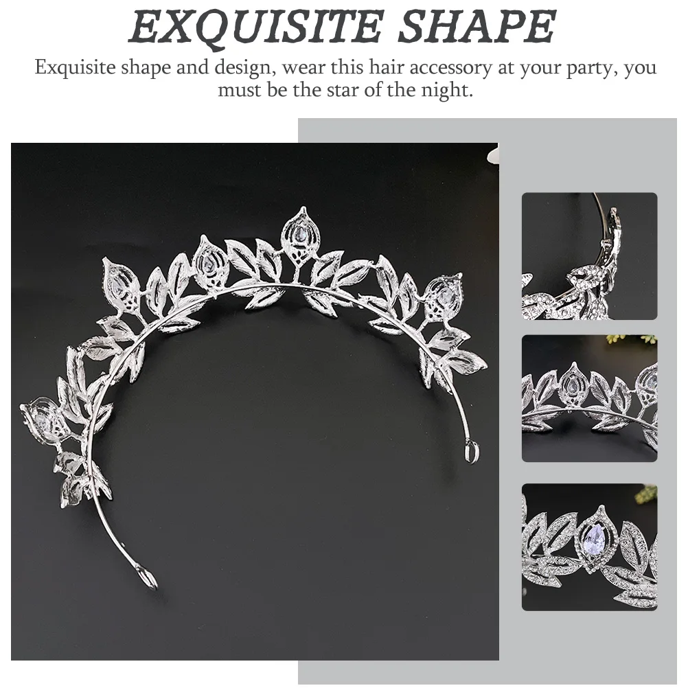 

Rhinestone Crown Hair Accessory Elegant Bride Headdress Wedding Party Headwear Lightweight Zinc Alloy Visual Charm