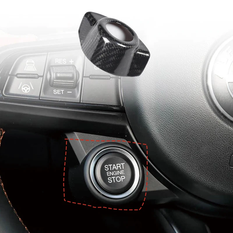 For Alfa Romeo Giulia Stelvio Tonale 2016-2025 Real Carbon Fiber Car Engine Start Button Decorative Cover Car Interior Sticker