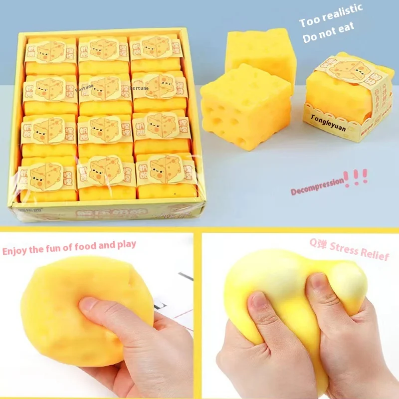 Creative Stress Relief Toy Cheese Squeeze Toy Slow Rebound Ball Toy for Children Holiday Gift Prank Toy Fun Stress Relief
