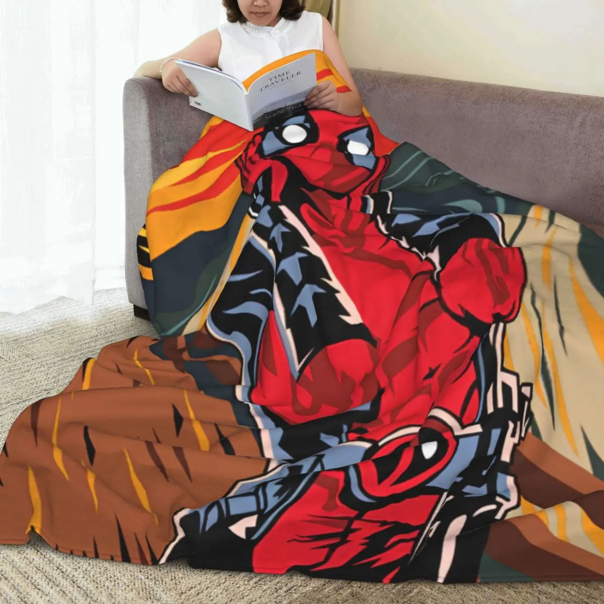 Super Warm Blanket Travel Marvel Movie Deadpool Throw Blanket Flannel Bedspread For BedroomPattern Sofa Bed Cover