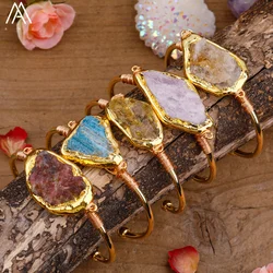 Exqusite Women Citrines Beads Cuff Bangles Luxury Gems Stone Wristband Bracelet Best Friend Fashion Party Birthday Jewelry Gift