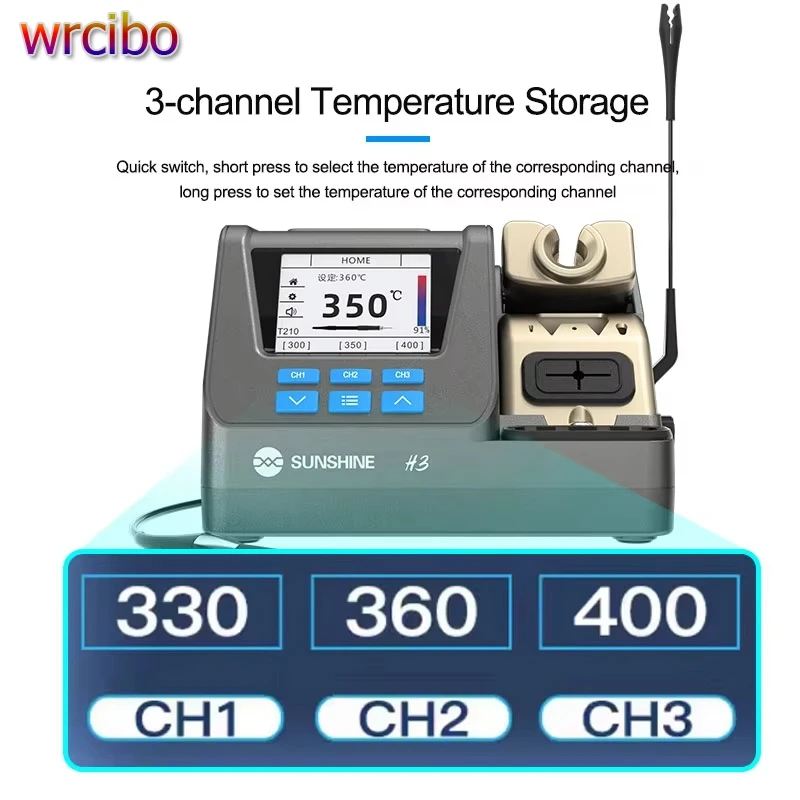 

Sunshine H3 T210 Intelligent 80W High Voltage Welding Station Automatic Sleep Mode for PCB Repair Convenient Rework Station