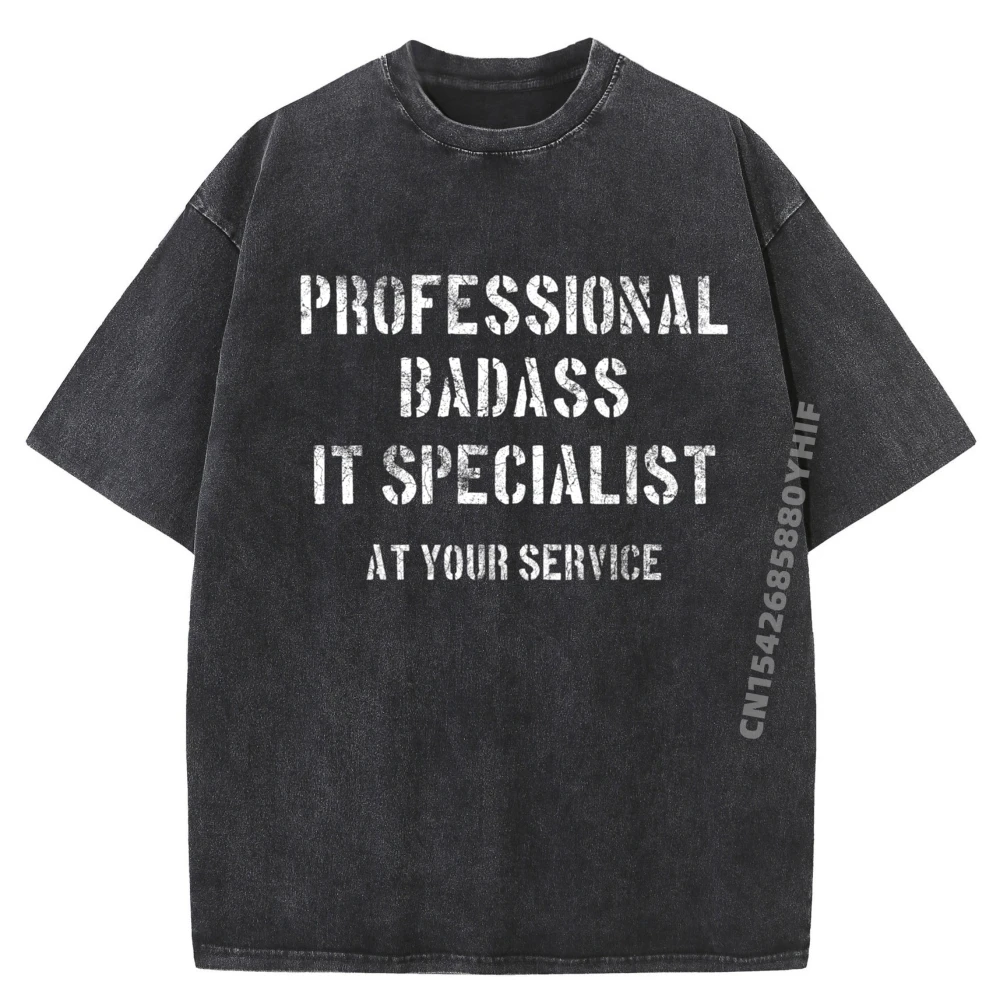 

Профессиональные футболки Badass It Specialist At Футболки с принтом Новейшие футболки с рисунком Мужские уличные потертые рубашки
