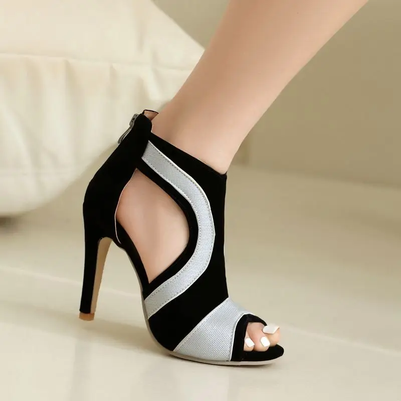 REAVE CAT seksowne sandały damskie Peep Toe na cienkim obcasie 10cm mieszane kolory 45 46 47 modne randki buty imprezowe lato