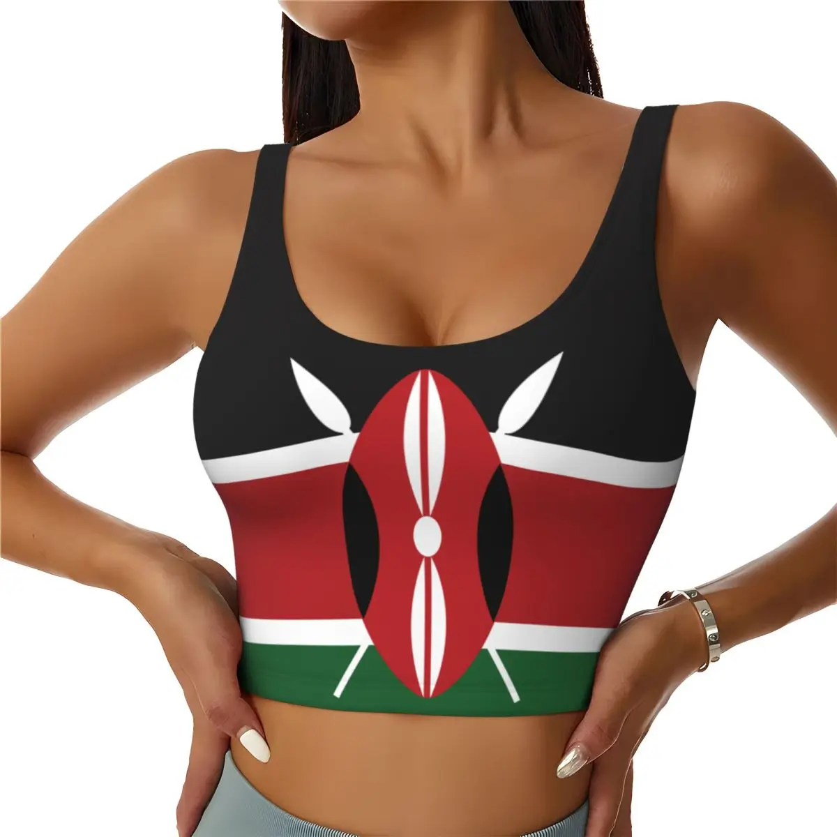 Women Sexy Sports Vest Kenya Flag Female Streetwear Sport Lingerie Tee Crop Top