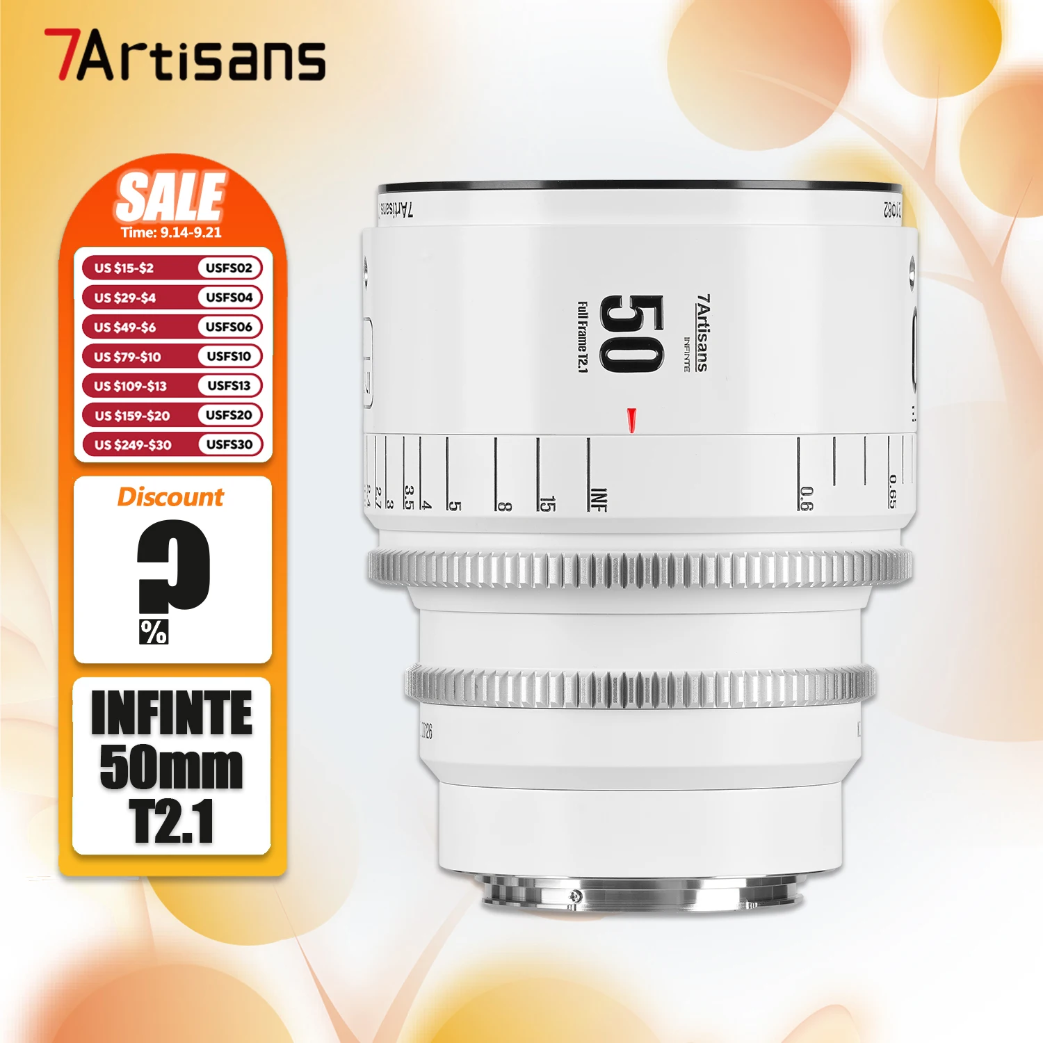 

7artisans INFINTE 50mm T2.1 Large Aperture Full Frame Camera Cine Lens for Portrait Photography with Canon EF PL Mount