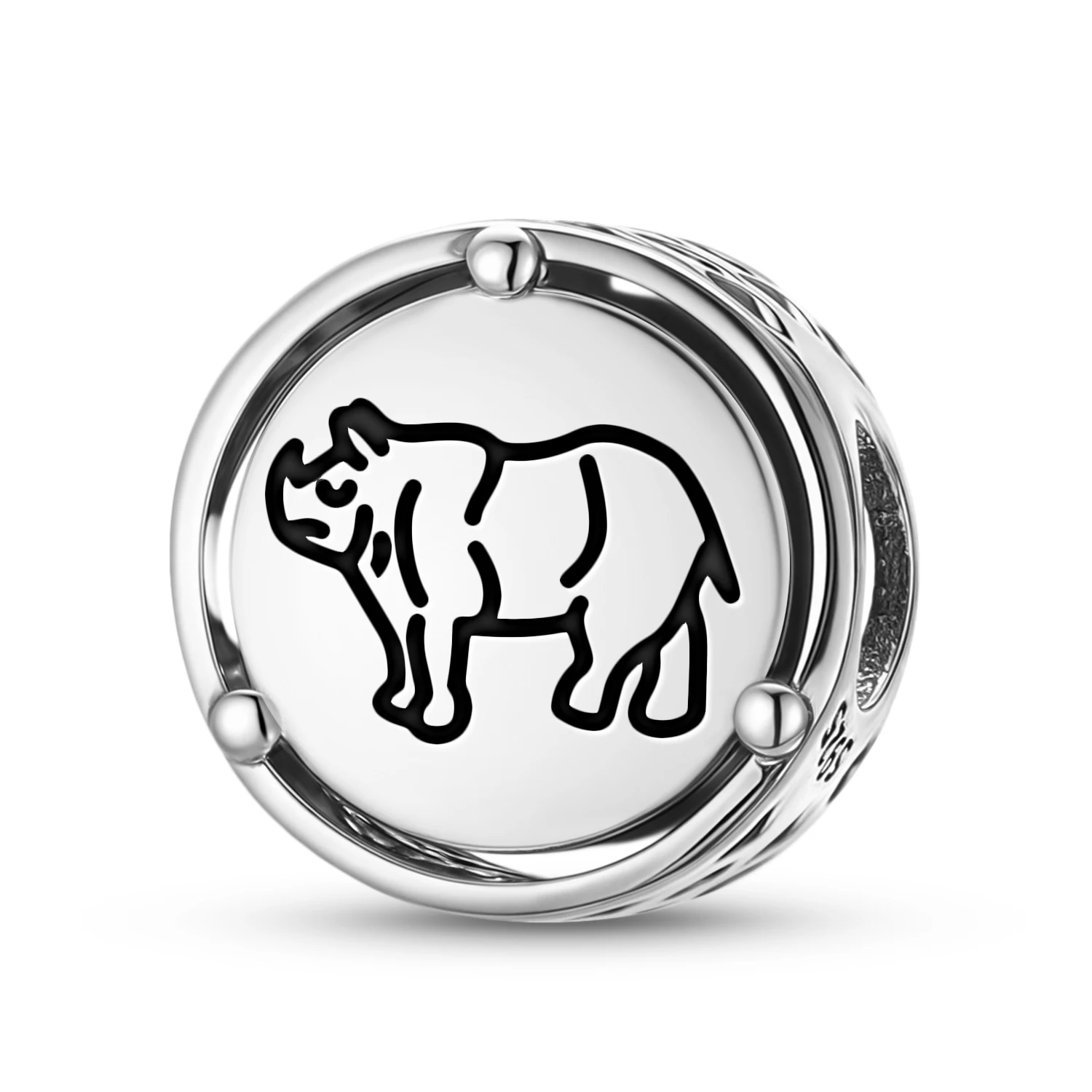 

Шарм из стерлингового серебра 925 пробы «Гайнда» (Носорог) для браслетов, аксессуар для самостоятельного изготовления украшений, семейный бусинный элемент