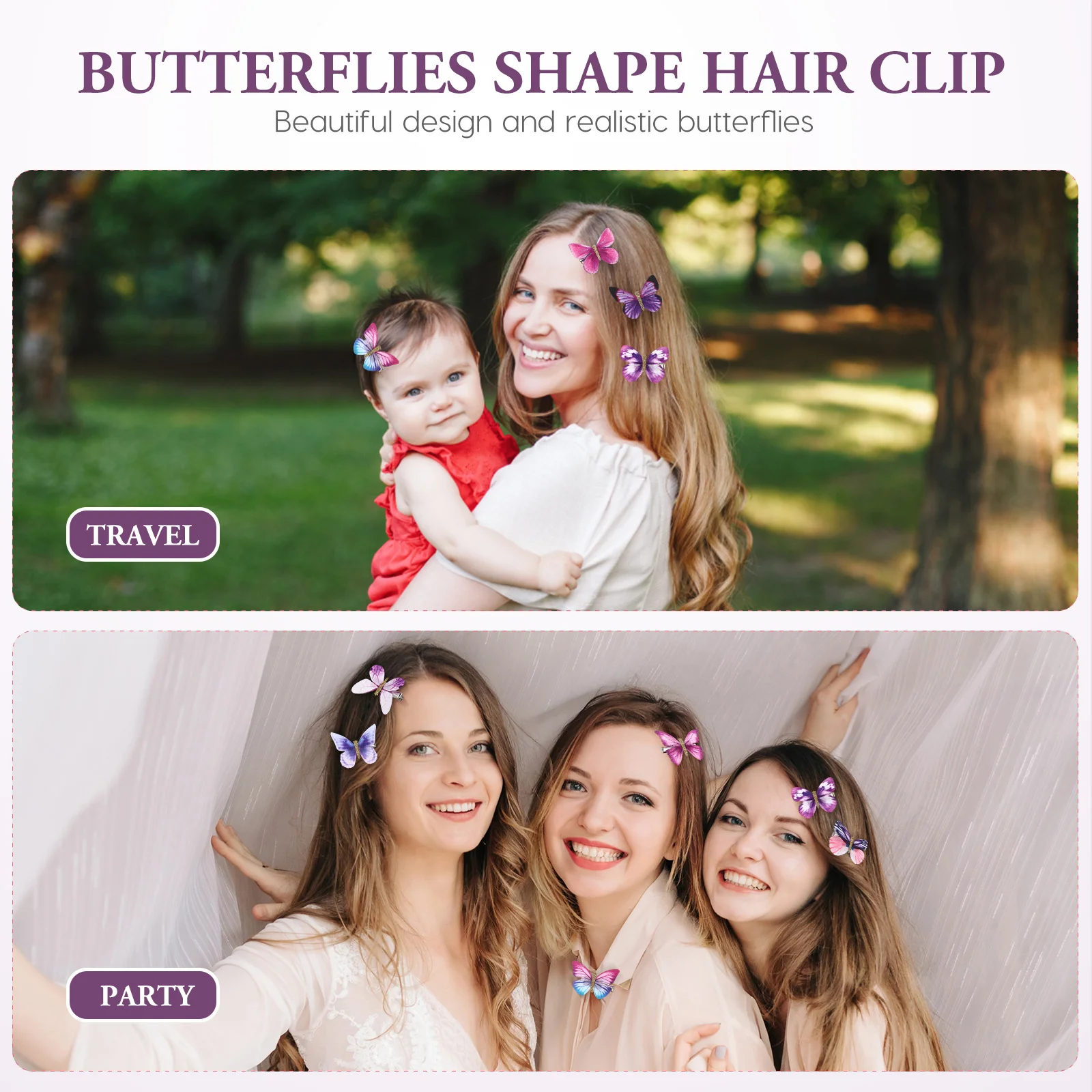 

10 Pcs Butterfly Hair Clip Clips for Girls Accessories Women Butterflies Hairpins Barrettes Flash