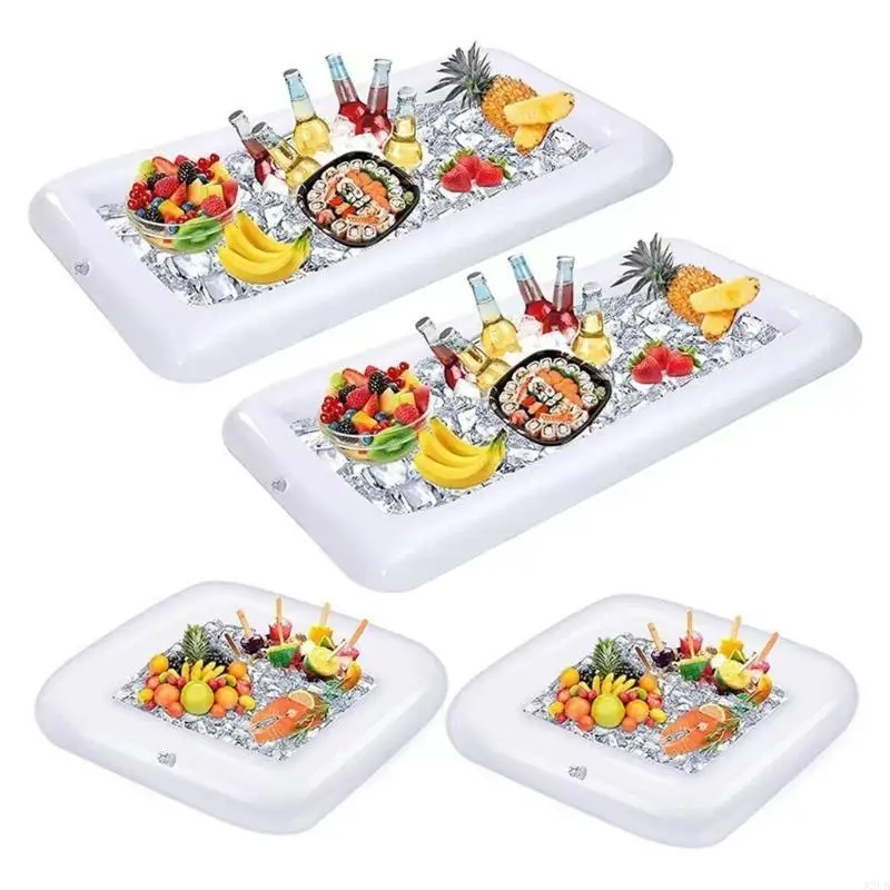 4 Piece PVC Inflatable Drink Ice Block Holder Reusable Floating Ice Tray For Swimming Pool Fun And Gatherings A2UB
