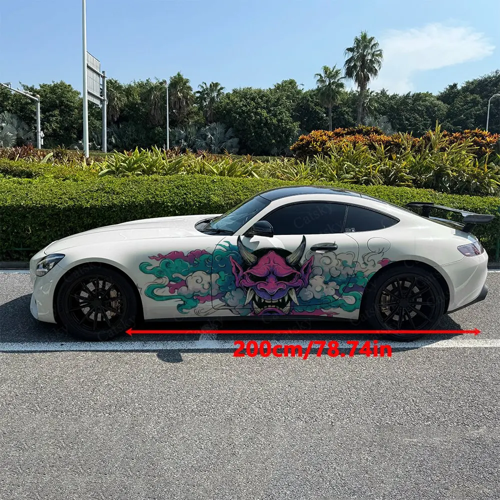 2pcs Graffiti Devil Mask Car Sticker Full Body Decal Decoration Scratches Protect Car Sticker Waterproof Car Vinyl Wraps
