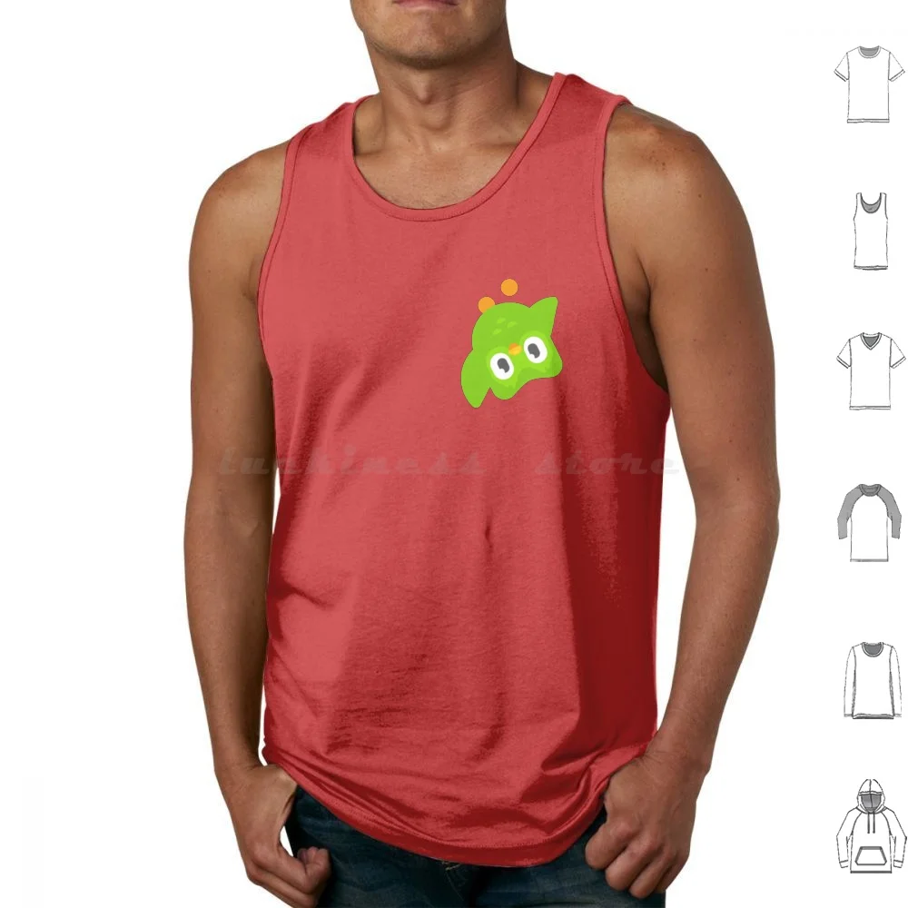 Duolingo Owl Tank Tops Print Cotton Duolingo Owl Hanging Upside Down Duolingo Owl