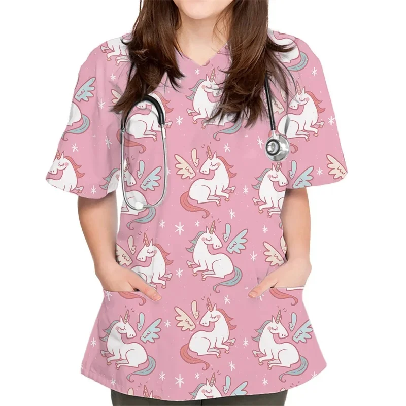 New Cartoon Print Women's Medical Workwear Beauty salon nurse veterinary laboratory slim-fit fashionable workwear