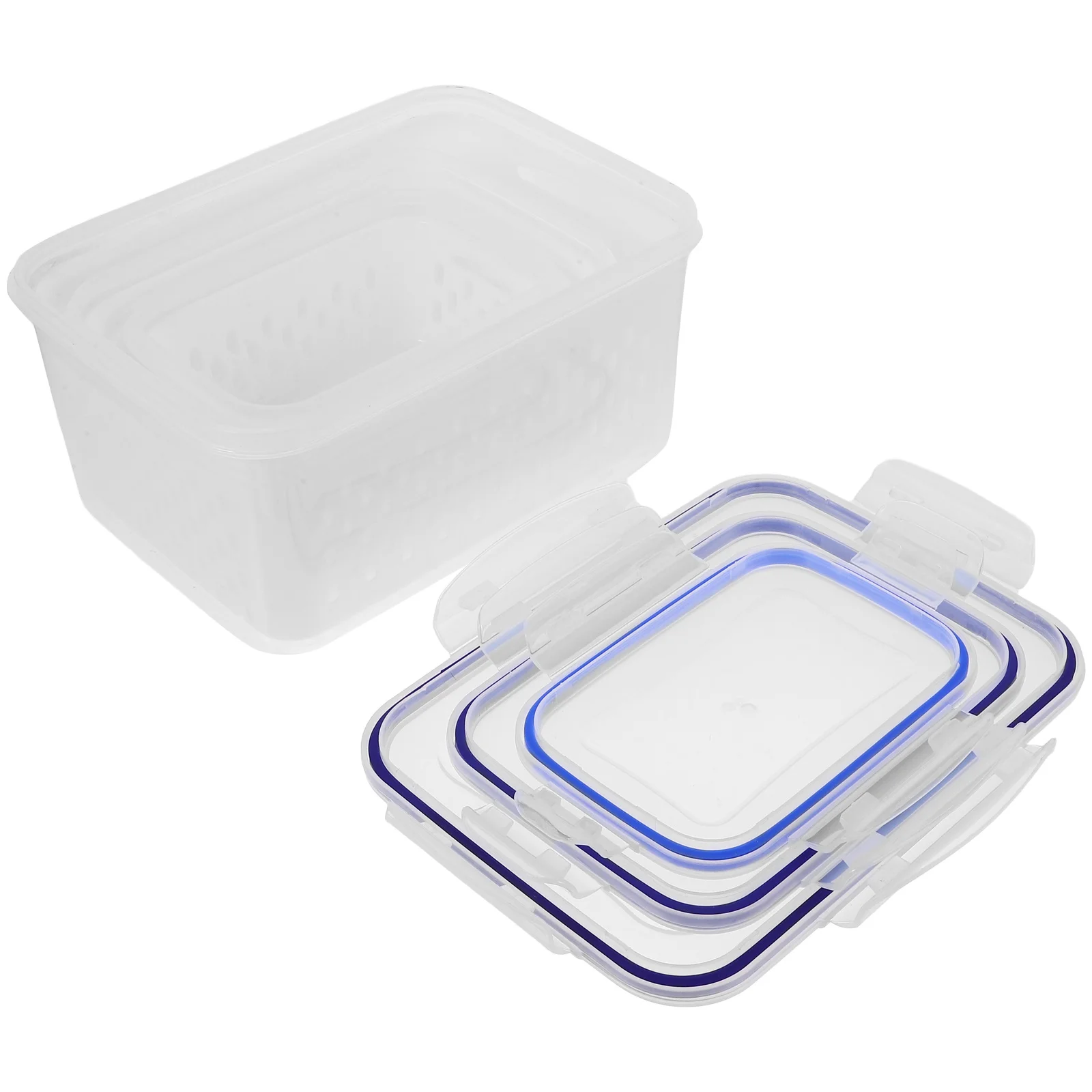 

3Pcs Refrigerator Food Storage Containers Airtight Vegetable Drain Crisper Case Fridge Organizer Fruit Vegetable Fresh Keeper