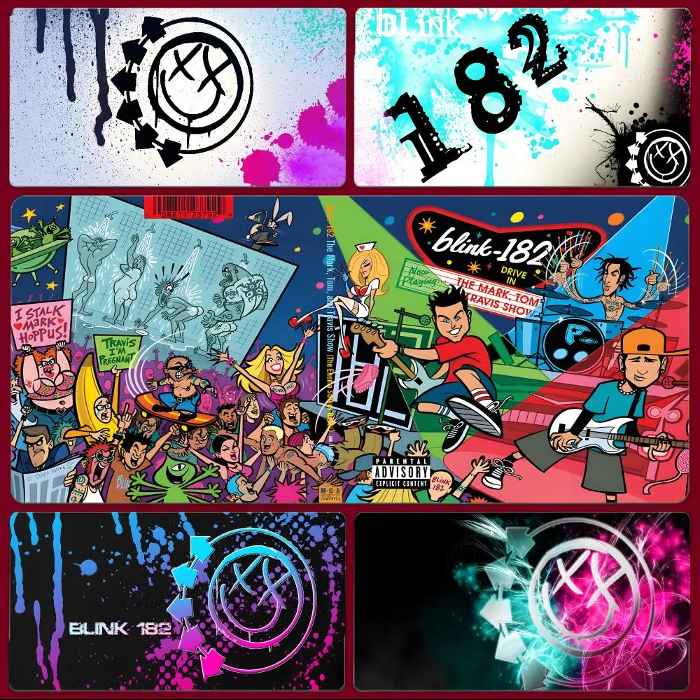 Music Band Rock Blink 182 Mouse Pad Large Gaming Mousepad with Stitched Edges Thickened Desk Mat PC