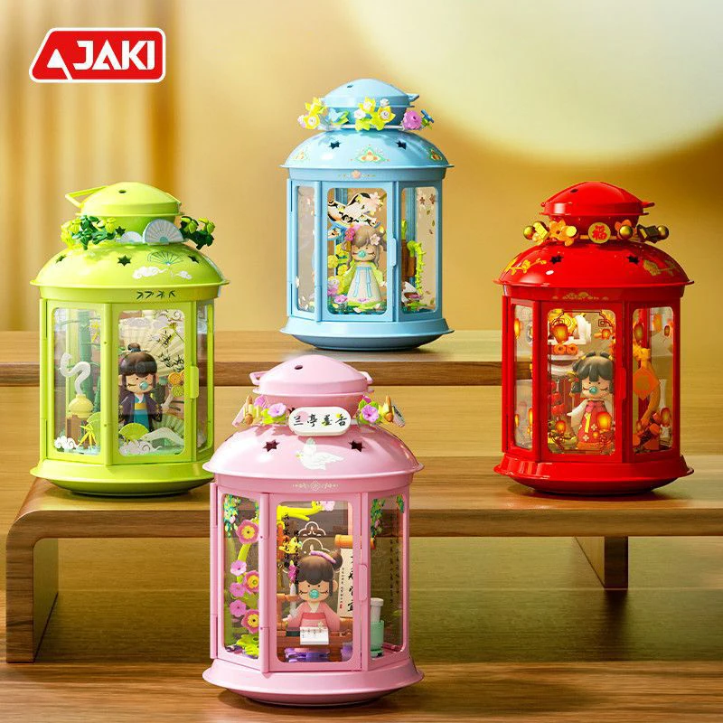 

JAKI Building Blocks' National Trend Intangible Cultural Heritage Nan Xi co-branded ancient-style night light Girl Festival gif