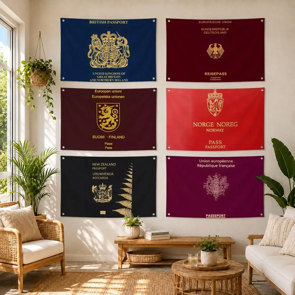France UK Norway Germany Passport Flag Soft skin-friendly Durable Tapestry Outdoor party Home living room bedroom Decoration
