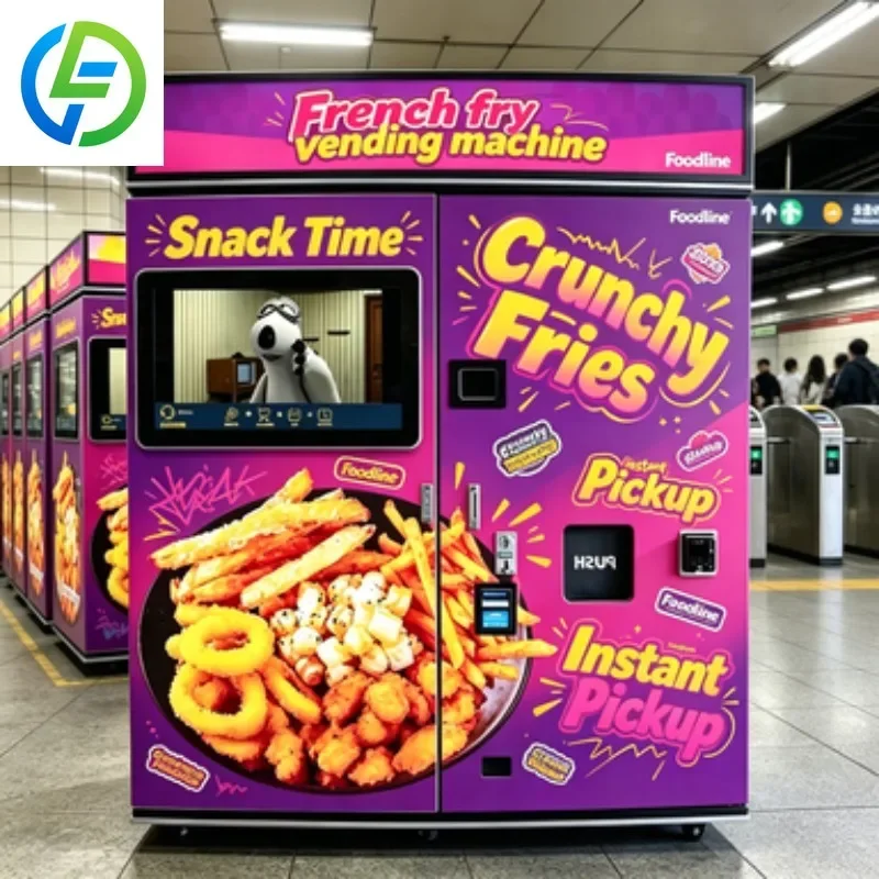 FOODLINE Customized Fry Cooking Fastest French Fries Vending Machine Fried Fish Ball Onion Ring Potato Fries Vending Machine