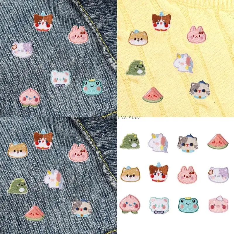 

12 шт., наклейки с милыми животными, тканевые нашивки, которые легко наносить и снимать для ремонта одежды, творческие поделки