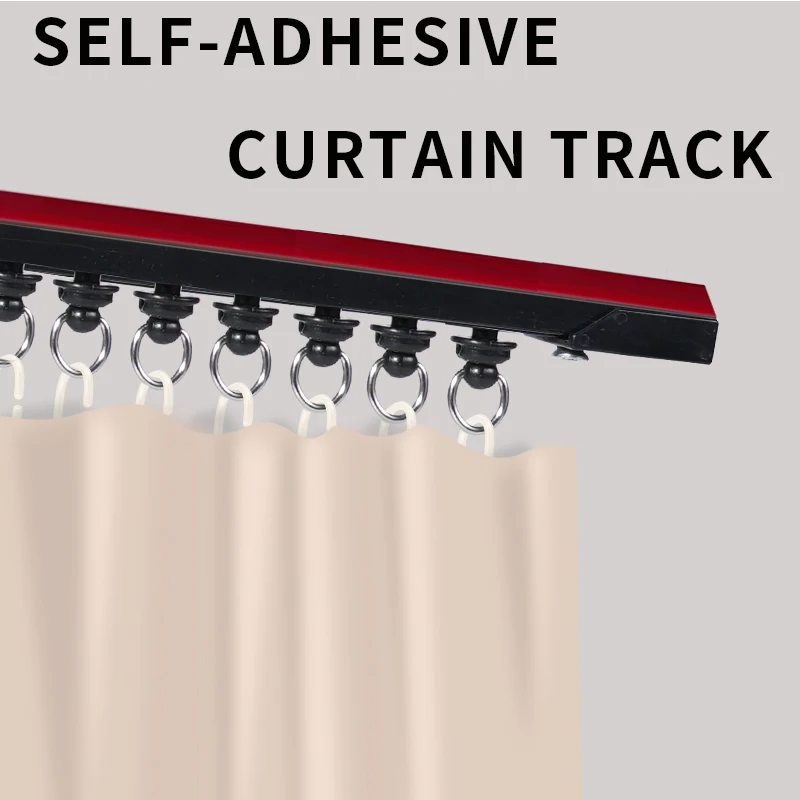 Kit de rail de rideau auto-adhésif sans perçage pour plafond ou mur lisse, pour chambre, douche, placard et camping-car