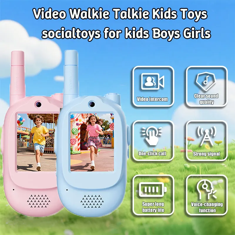 2 個子供用ビデオトランシーバー 2 インチ HD スクリーン充電式ワンクリック通話ラジオトランシーバー男の子女の子子供用ギフト